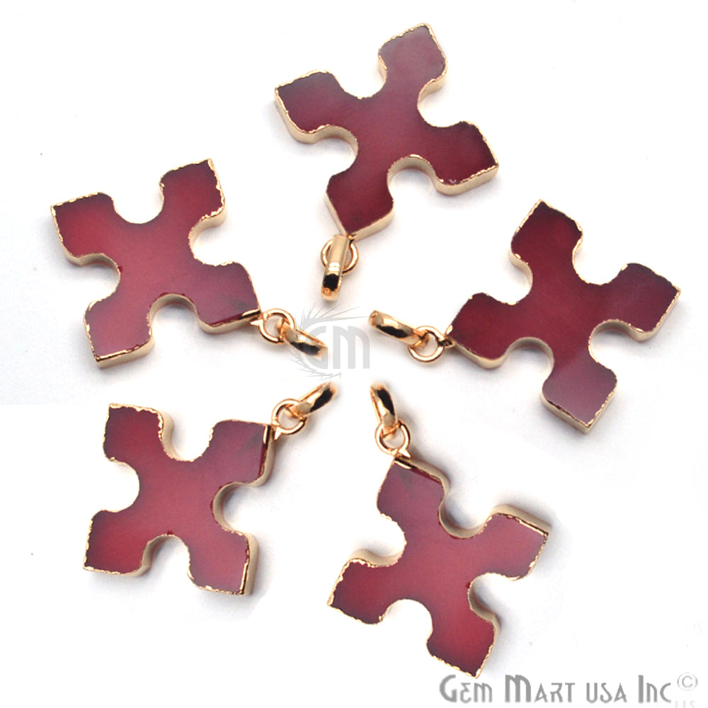 Gold Plated Gemstone 36x32mm Medieval Cross Shape Pendant (50023) - GemMartUSA