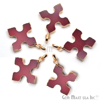 Gold Plated Gemstone 36x32mm Medieval Cross Shape Pendant (50023) - GemMartUSA