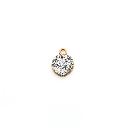 Titanium Druzy 8mm Heart Gold Plated Single Bail Bezel Gemstone Connector