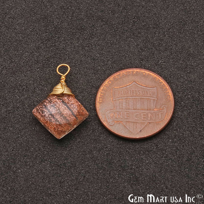 Copper Infused Square 10mm Gold Plated Wire Wrapped Gemstone Connector - GemMartUSA