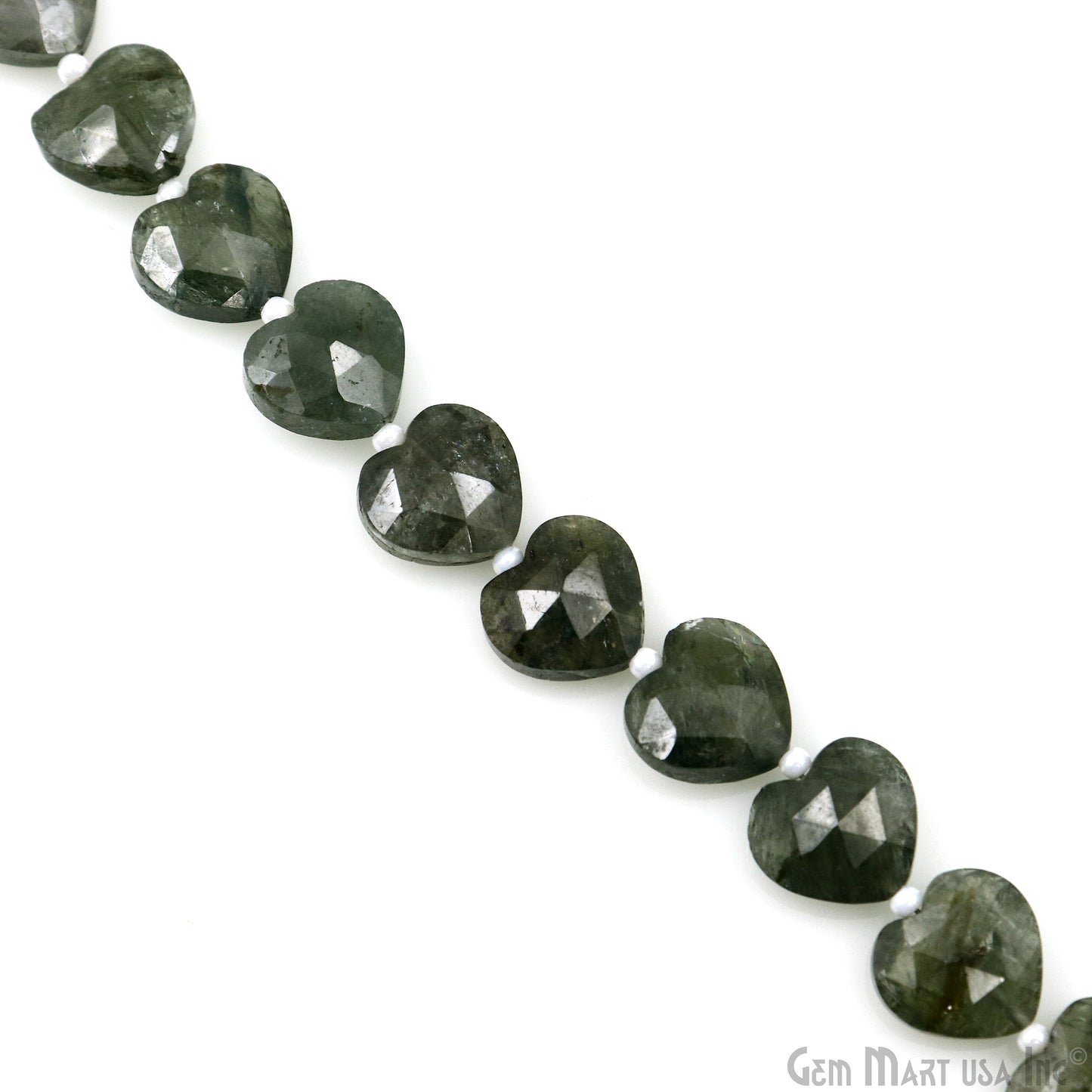 Green Apatite Heart Beads, 7 Inch Gemstone Strands, Drilled Strung Briolette Beads, Heart Shape, 10mm