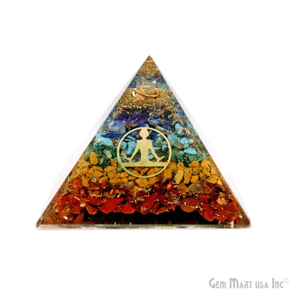 7 Chakra Pyramid Engraved Symbols Charm 75x60mm