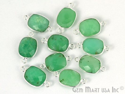 Clearance Sale Octagon 10x12mm Double Bail Gemstone Silver Bezel Connector