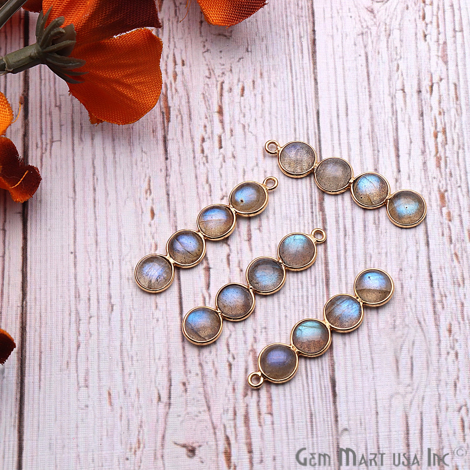 DIY Labradorite 43x8mm Gold Plated Chandelier Finding Component - GemMartUSA
