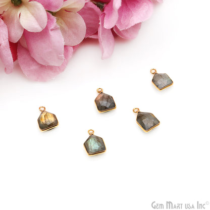 Labradorite 15x9mm Pentagon Shape Gold Plated Single Bail Gemstone Connector