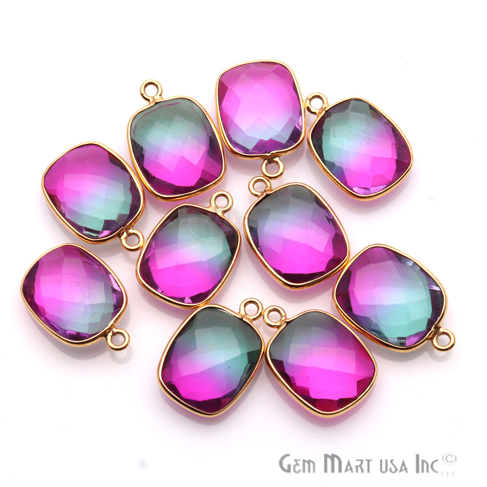 Doublet Aura Quartz 10x12mm Octagon Connector (Pick Color,Plating,Bail) - GemMartUSA