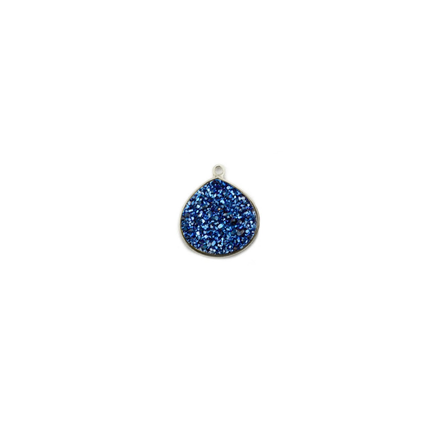 Natural Titanium Druzy 12mm Gold Heart Point Single Bail Gemstone Connector