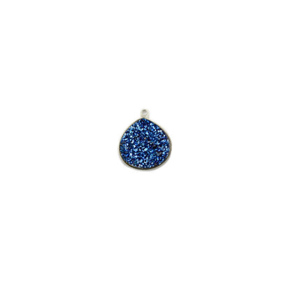 Natural Titanium Druzy 12mm Gold Heart Point Single Bail Gemstone Connector