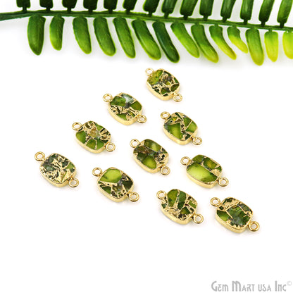 Mohave Octagon 10x12mm Double Bail Gold Electroplated Gemstone Connector