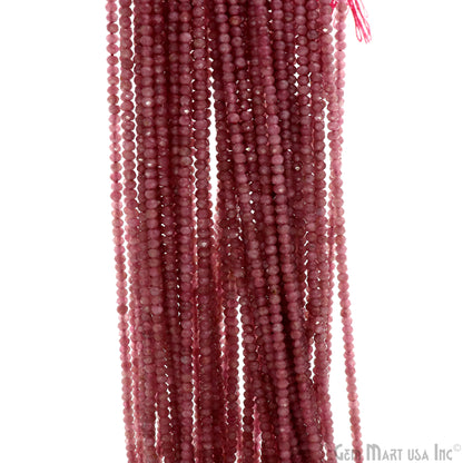 Pink Tourmaline Rondelle Beads, 13 Inch Gemstone Strands, Drilled Strung Nugget Beads, Faceted Round, 2.5-3mm