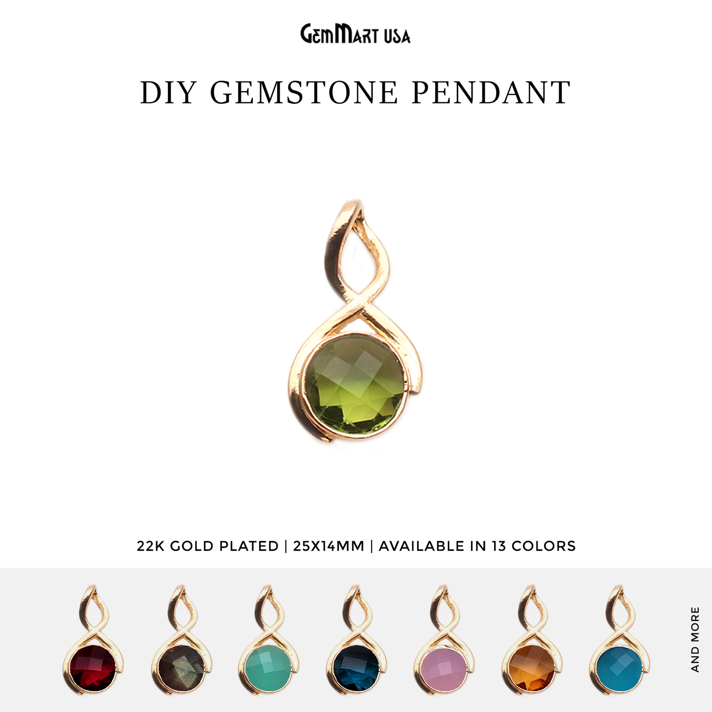 DIY Gemstone Gold Plated Connector Necklace Pendant 1pc