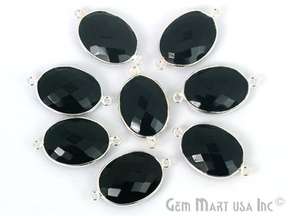 Oval 15x20mm Double Bail Silver Bezel Gemstone Connector