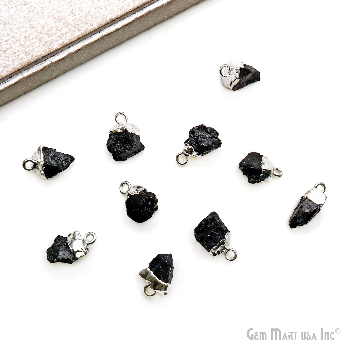 Rough Gemstone Free From Silver Electroplated Single Bail Connector