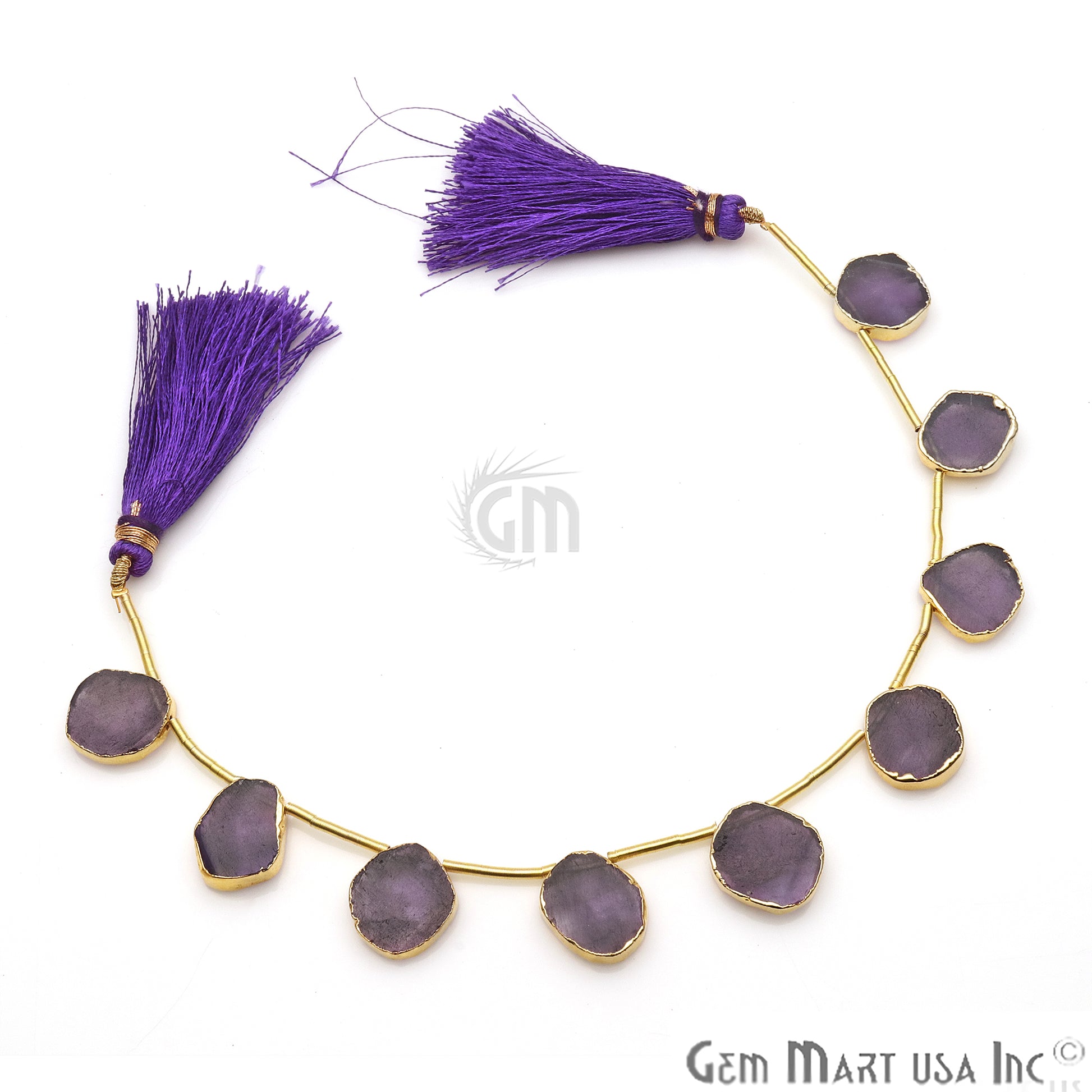 Amethyst Free Form Gold Electroplated 18x15mm Crafting Beads Gemstone 9 Inch Strands - GemmartUSA