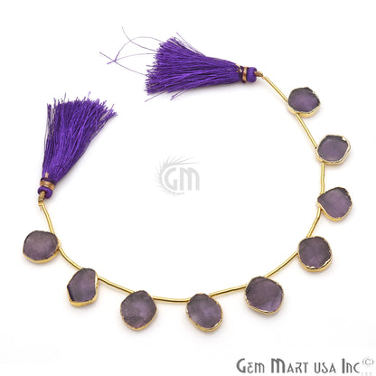 Amethyst Free Form Gold Electroplated 18x15mm Crafting Beads Gemstone 9 Inch Strands - GemmartUSA