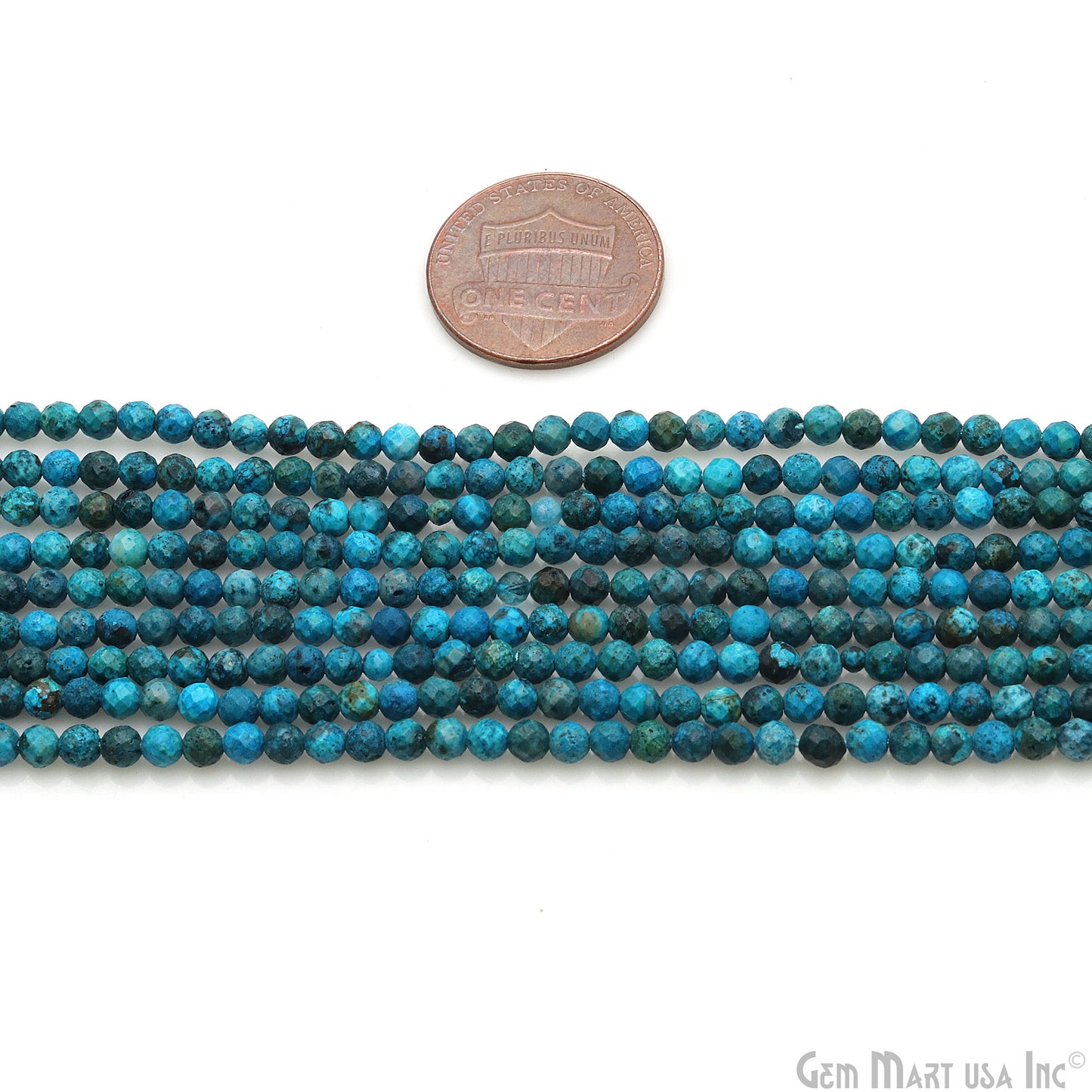 Chrysocolla Rondelle Beads, 12.5 Inch Gemstone Strands, Drilled Strung Nugget Beads, Faceted Round, 3-4mm