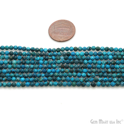 Chrysocolla Rondelle Beads, 12.5 Inch Gemstone Strands, Drilled Strung Nugget Beads, Faceted Round, 3-4mm