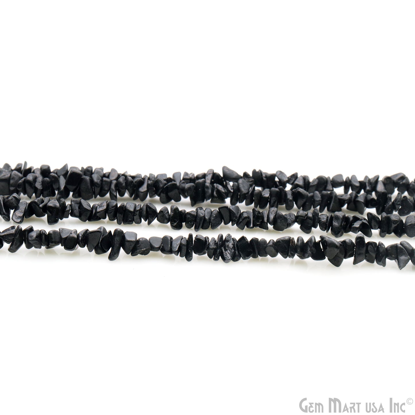 Black Tourmaline Chip Beads, 34 Inch, Natural Chip Strands, Drilled Strung Nugget Beads, 3-7mm, Polished, GemmartUSA (CHKT-70001)