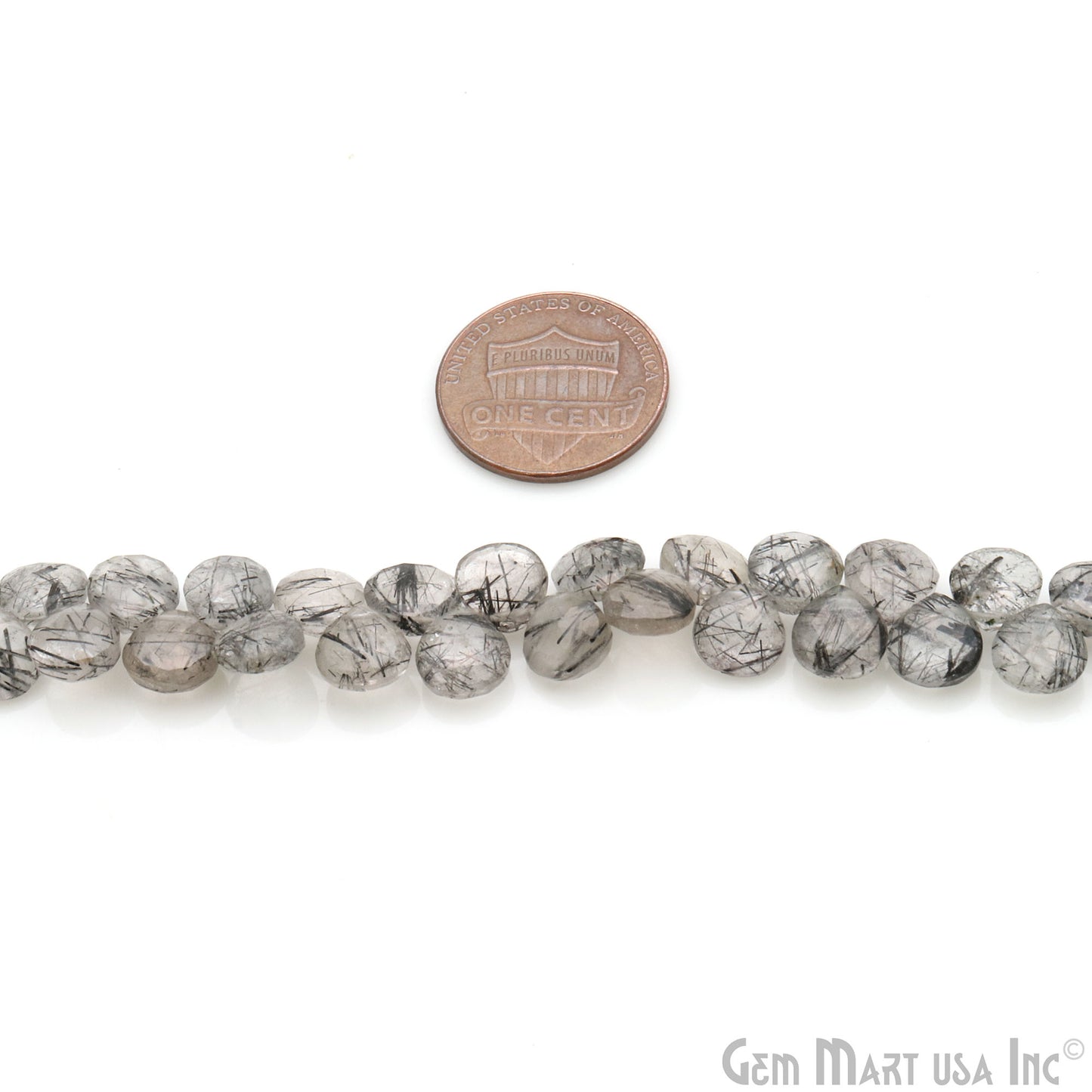 Black Rutilated Heart Beads, 6 Inch Gemstone Strands, Drilled Strung Briolette Beads, Heart Shape, 6-7mm