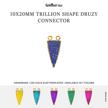 Trillion Gold Electroplated Druzy 10x20mm Cat Bail Connector