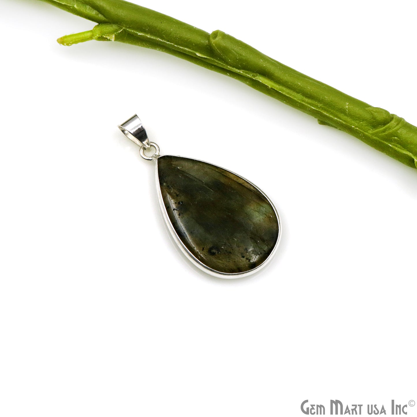 Labradorite Gemstone Pears 39x22mm Sterling Silver Necklace Pendant 1PC