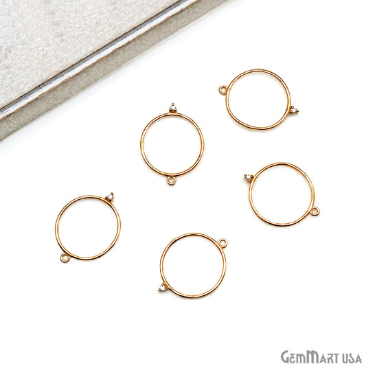 CZ Round Hoop Gold Plated 25X19mm Single Bail Finding