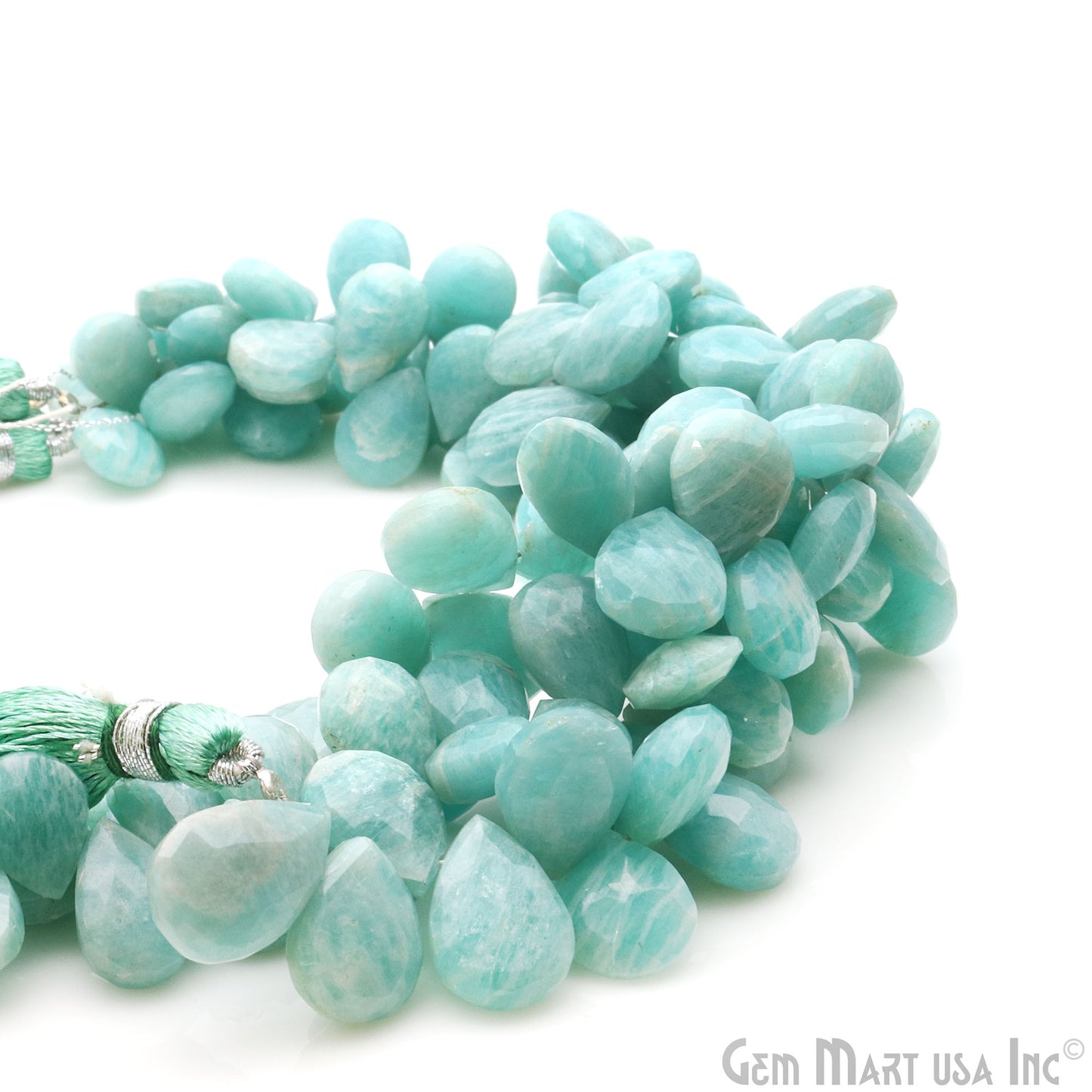 Amazonite Teardrop 9x13mm Faceted Briolette Beads Strand