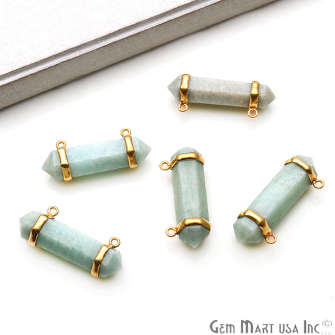 Gemstone 38x10mm Double Point Gold Plated Cat Bail Gemstone Connector (Pick Gemstone) - GemMartUSA