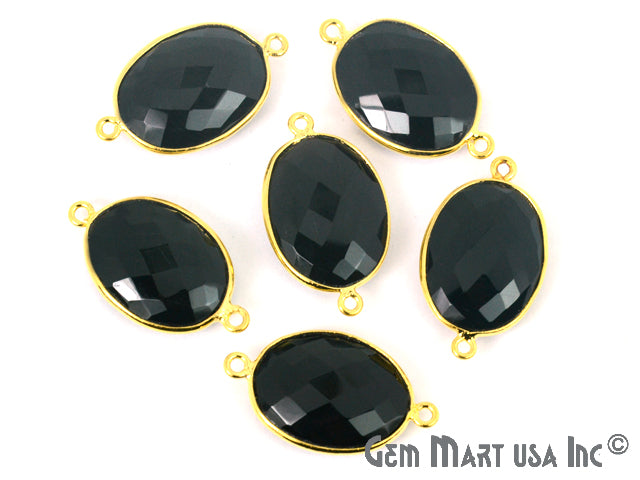 Oval 15x20mm Double Bail Gold Bezel Gemstone Connector