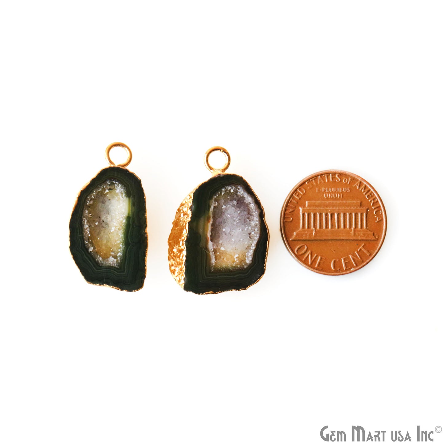 Geode Druzy 26x17mm Organic Gold Electroplated Single Bail Gemstone Earring Connector 1 Pair