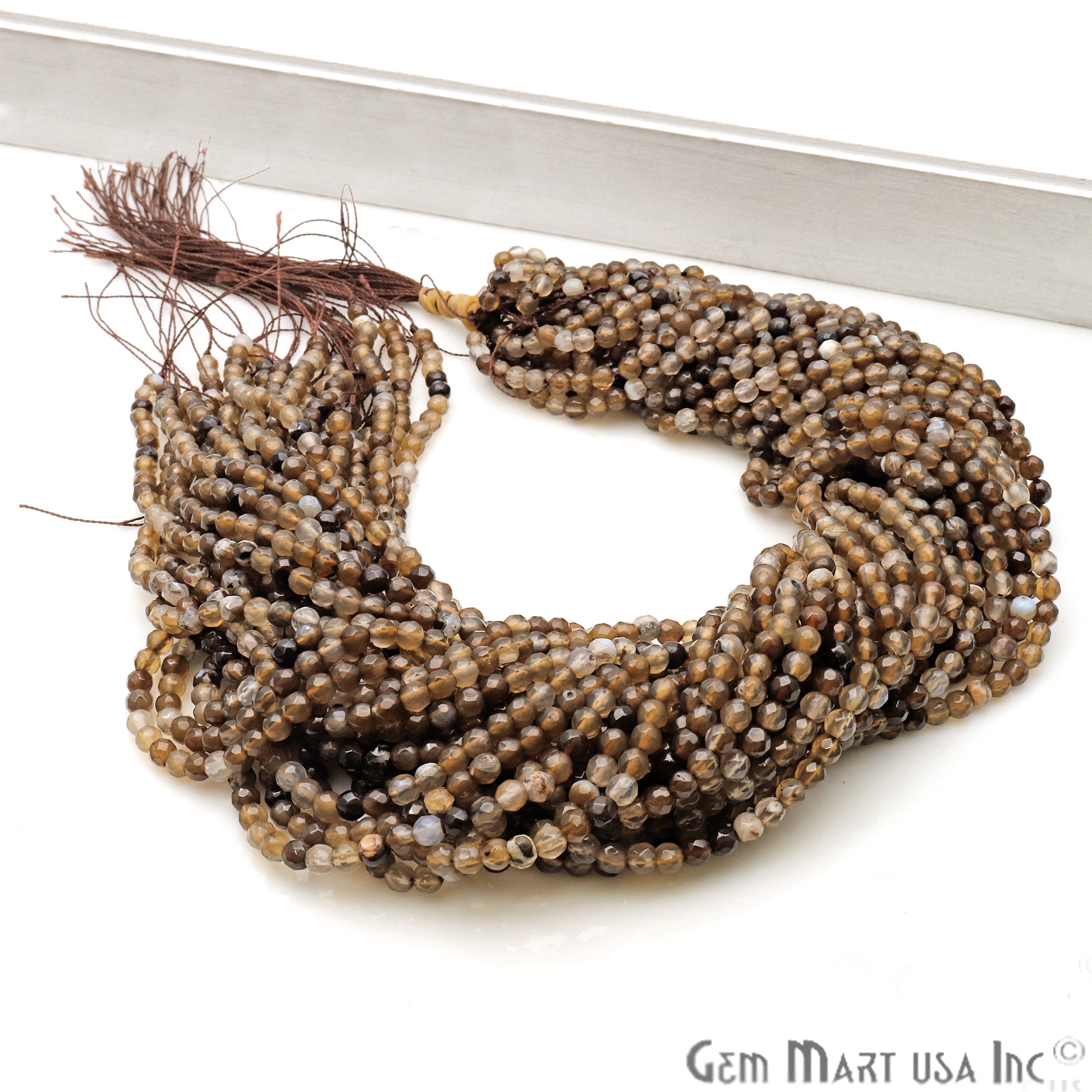 Brown Rutile Jade 4mm Faceted Rondelle Beads Strands 14Inch - GemMartUSA