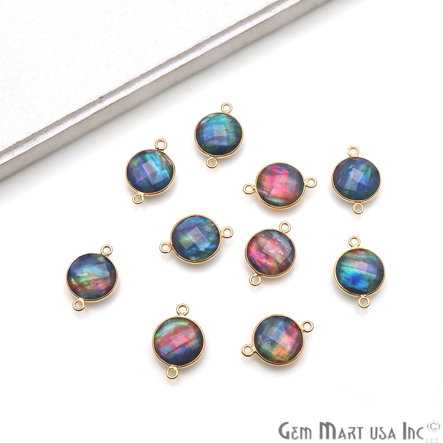Multi Color Quartz, 12mm Round Crystal Aura Quartz, Doublet Quartz, (Pick Bail) - GemMartUSA