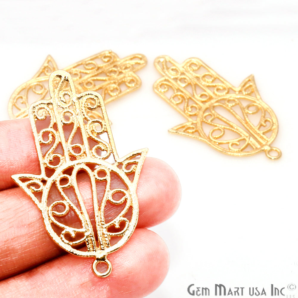 Hamsa Shape Gold Plated Finding Jewelry Charm - GemMartUSA