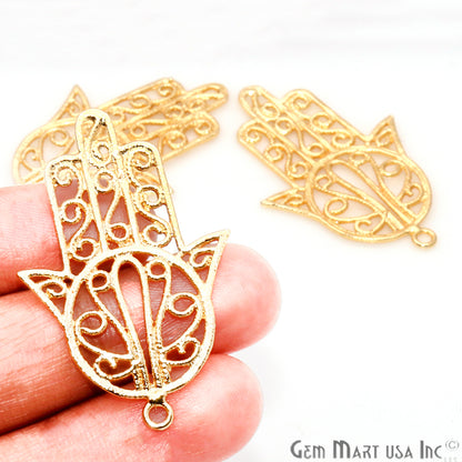 Hamsa Shape Gold Plated Finding Jewelry Charm - GemMartUSA