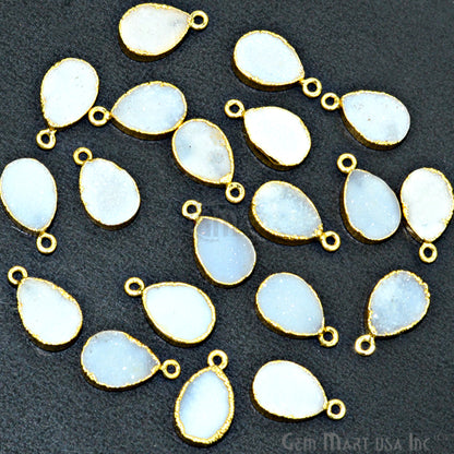 Color Druzy Pears 10x14mm Gold Electroplated Single Bail Connector