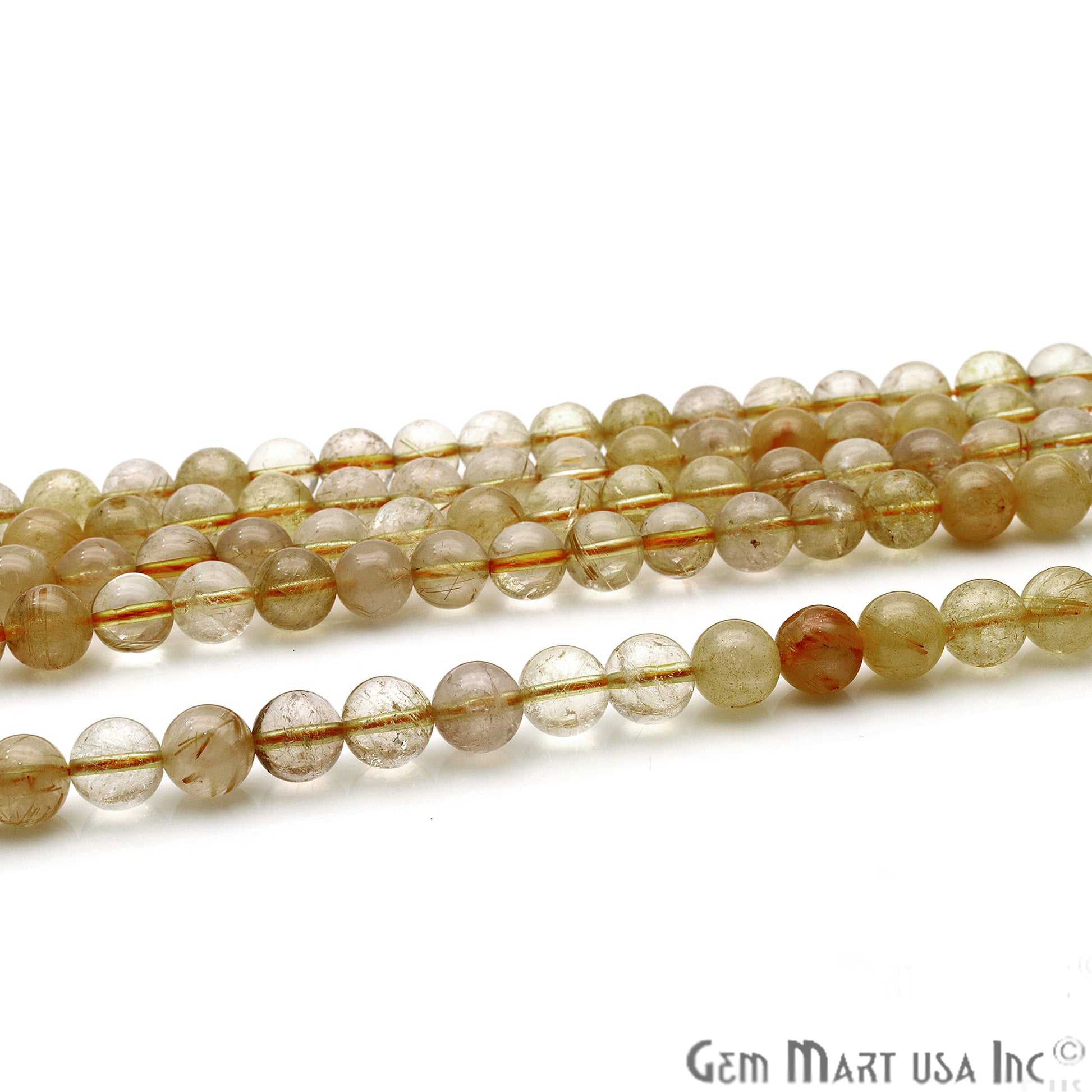 Golden Rutile 8-9mm Cabochon Rondelle Beads Strands 14Inch - GemMartUSA