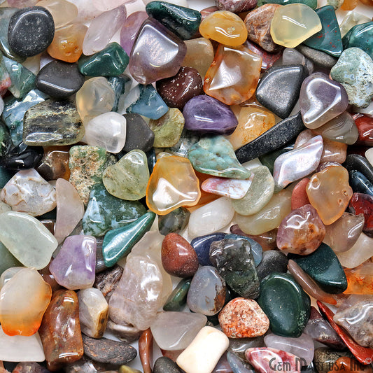 Mix Wholesale Gemstones, 100% Natural Semi-Precious Gems, Multi Color Tumbled Loose Gems, 5-12mm, Freeform, 2oz (56 gm)