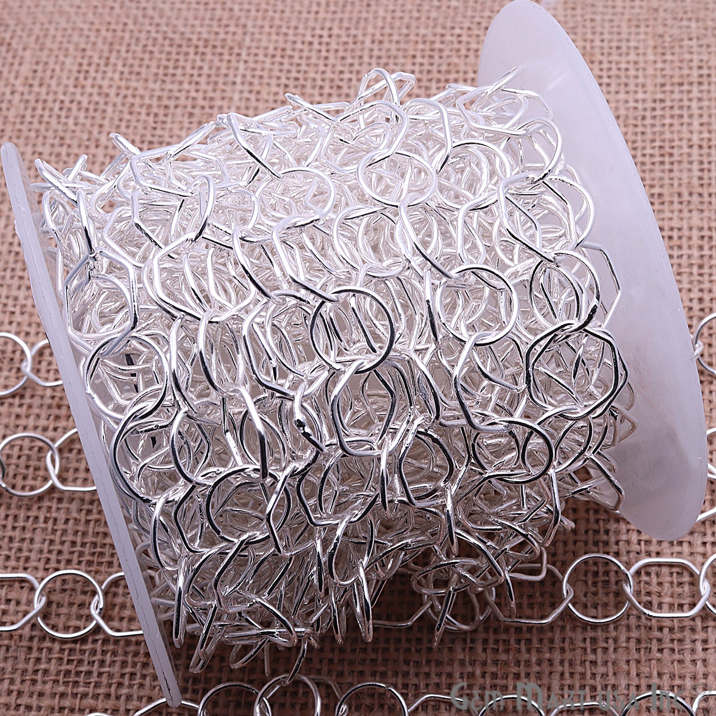 Round & Hexagon Shape Finding Silver Plated Station Rosary Chain - GemmartUSA