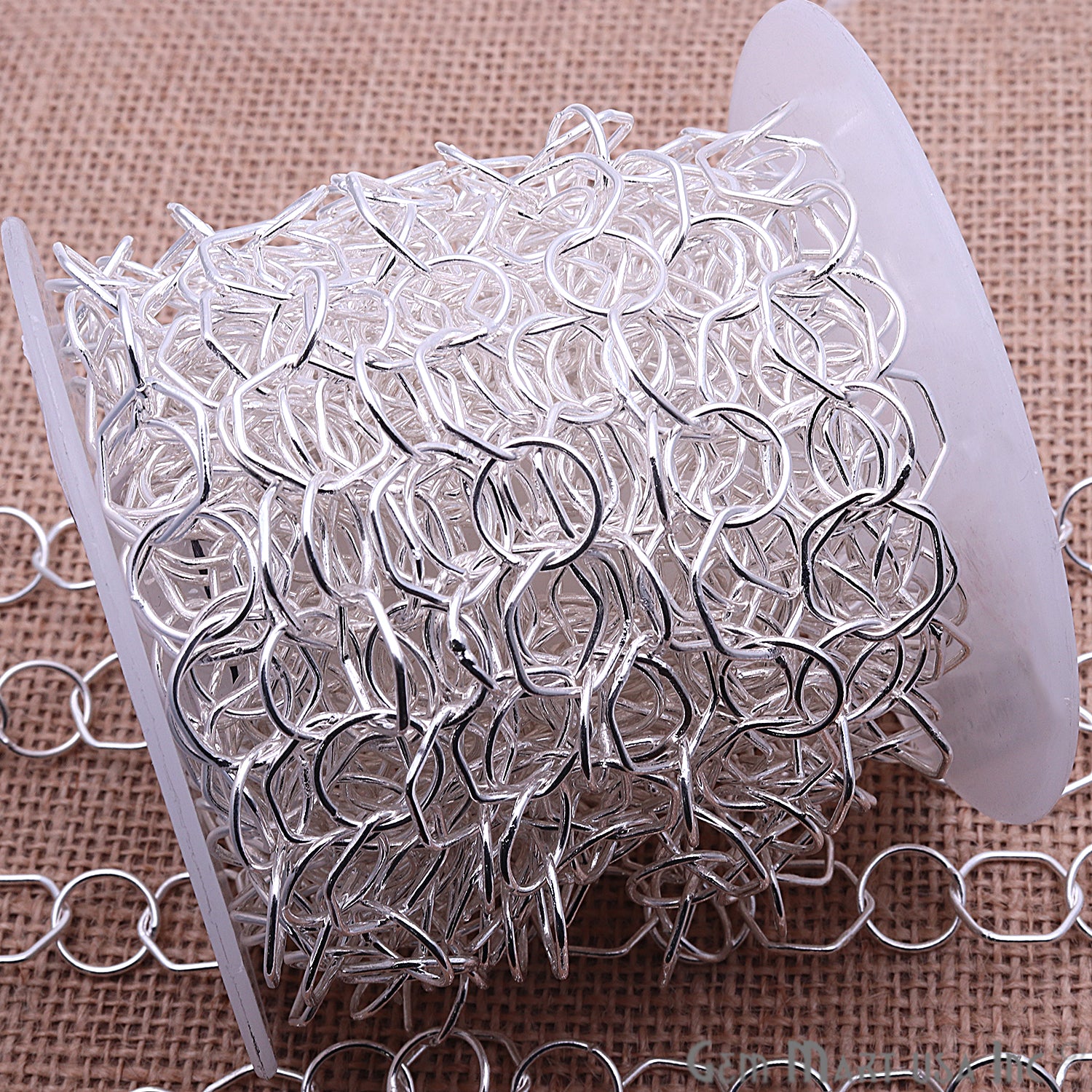 Round & Hexagon Shape Finding Silver Plated Station Rosary Chain - GemmartUSA
