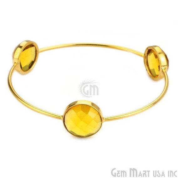 Citrine 14mm Round Shape Gold Plated Stacking Bangle Bracelet - GemMartUSA