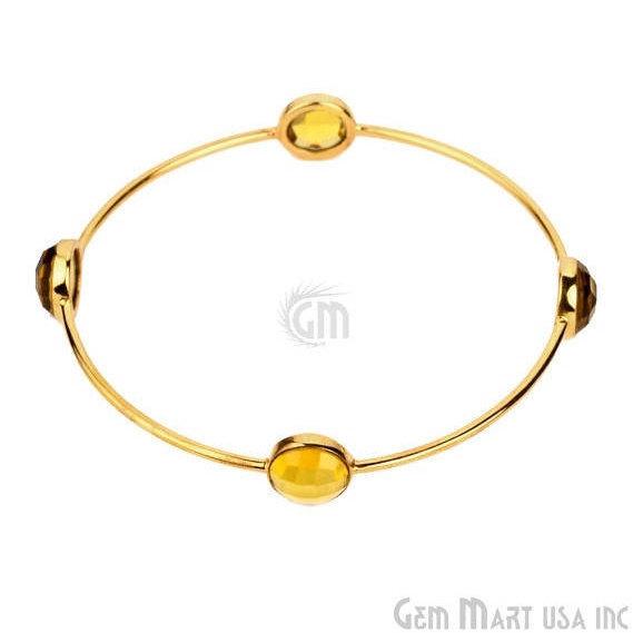 Citrine 10mm Round Shape Gold Plated Stacking Bangle Bracelet - GemMartUSA