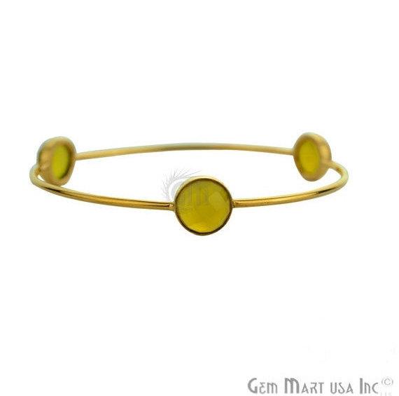 Natural Yellow Chalcedony 10mm Round Shape Stacking Bangle Bracelet - GemMartUSA