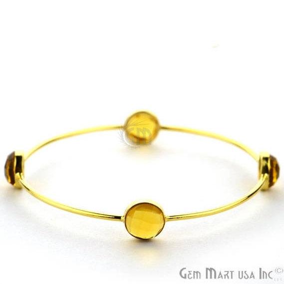 Citrine 10mm Round Shape Gold Plated Stacking Bangle Bracelet - GemMartUSA