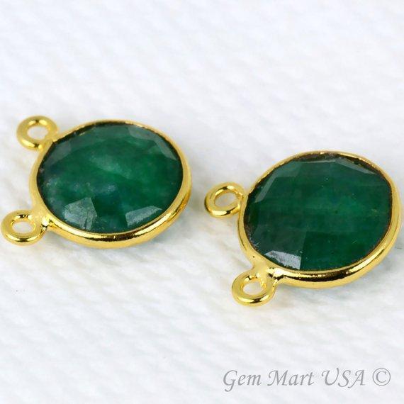 Round 12mm Cat Bail Gold Plated Gemstone Bezel Connector