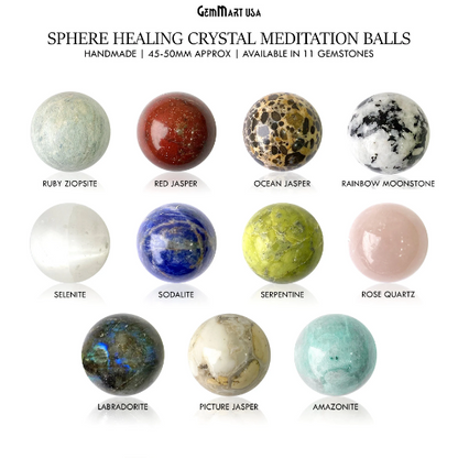 Gemstone Sphere ball, 50mm Reiki Healing Crystal, Chakra Stones, Healing Stones, Fortune Ball With Stand