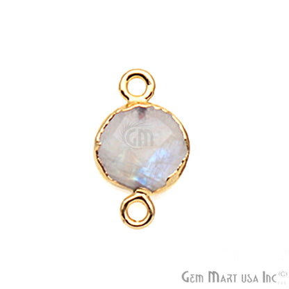Rainbow Moonstone 10mm Round Gold Electroplated Gemstone Connector (Pick Bail & Lot Size) - GemMartUSA