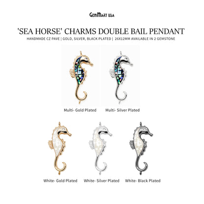 Sea Horse Charm Pendant 26x12mm Double Bail Fish Charm