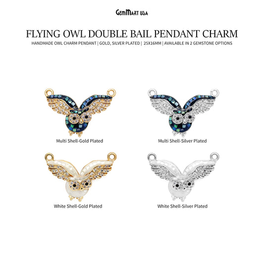 Flying Owl Pendant Charm 25x16mm Bird Owl Necklace Charm