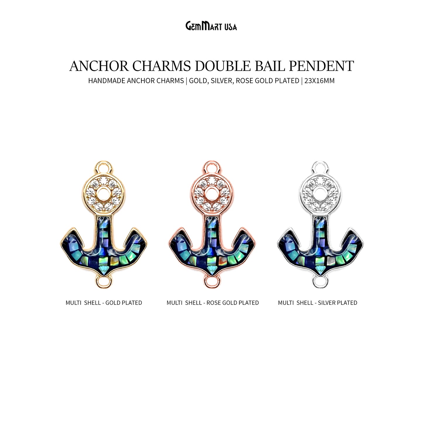 Anchor Charms, Micro Pave Anchor, Anchor Beads, Anchor Jewelry, CZ Beads 23x16mm