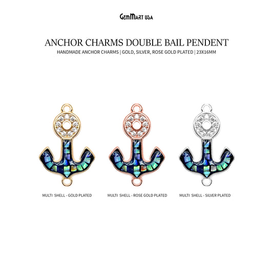 Anchor Charms, Micro Pave Anchor, Anchor Beads, Anchor Jewelry, CZ Beads 23x16mm